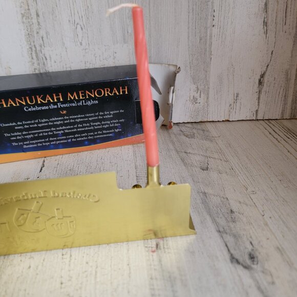 Metal menorah Hanukkah candle holder set religious golden - Picture 13 of 14